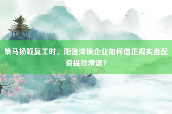 策马扬鞭复工时，阳澄湖镇企业如何借正规实盘配资提效增速？