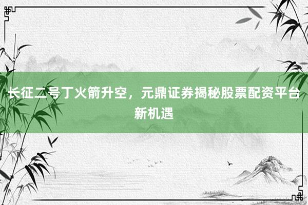 长征二号丁火箭升空，元鼎证券揭秘股票配资平台新机遇