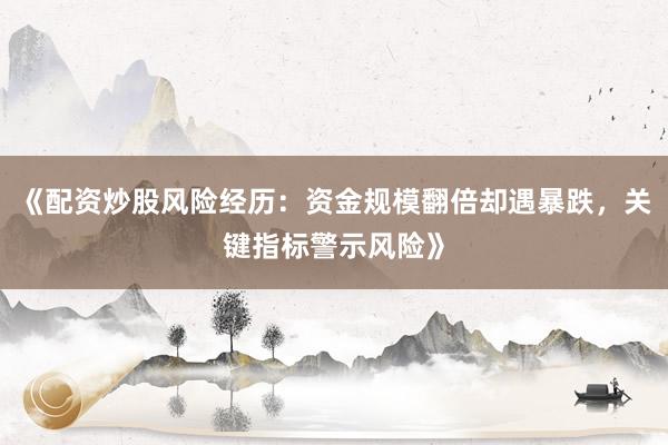 《配资炒股风险经历：资金规模翻倍却遇暴跌，关键指标警示风险》