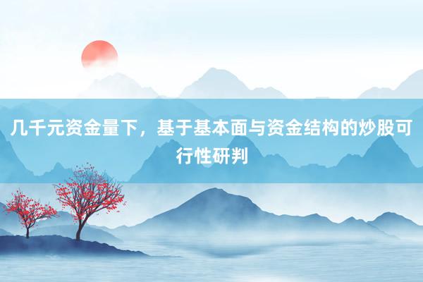几千元资金量下，基于基本面与资金结构的炒股可行性研判