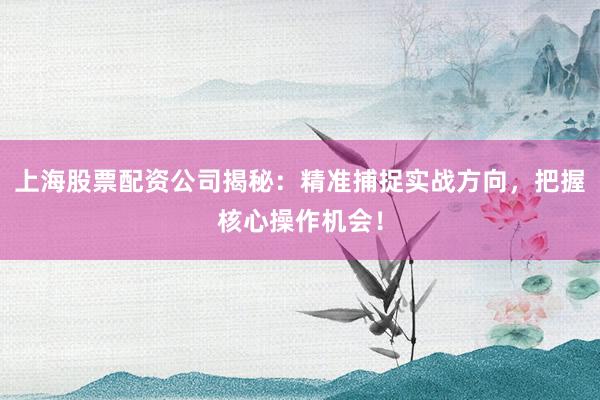 上海股票配资公司揭秘：精准捕捉实战方向，把握核心操作机会！
