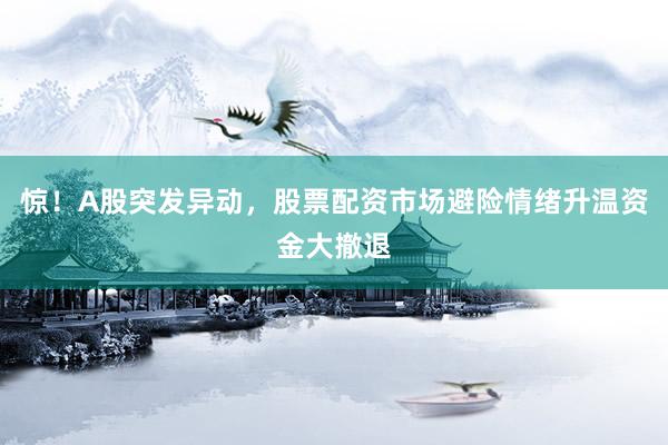 惊！A股突发异动，股票配资市场避险情绪升温资金大撤退