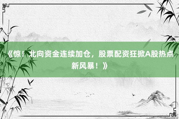《惊！北向资金连续加仓，股票配资狂掀A股热点新风暴！》