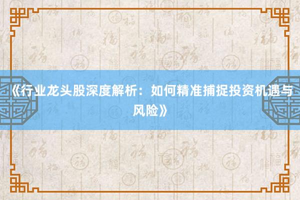 《行业龙头股深度解析：如何精准捕捉投资机遇与风险》