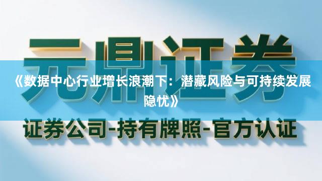《数据中心行业增长浪潮下：潜藏风险与可持续发展隐忧》