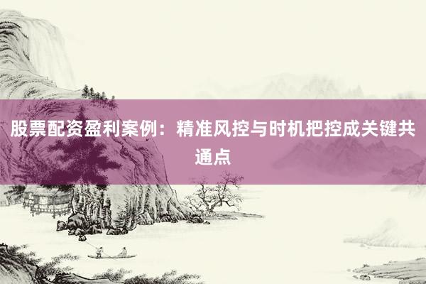 股票配资盈利案例：精准风控与时机把控成关键共通点