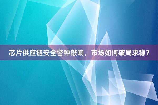 芯片供应链安全警钟敲响，市场如何破局求稳？