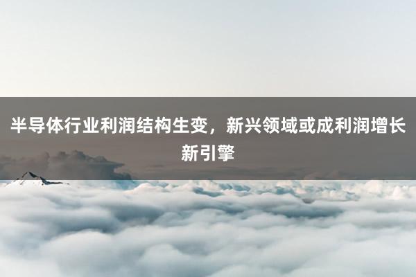 半导体行业利润结构生变，新兴领域或成利润增长新引擎