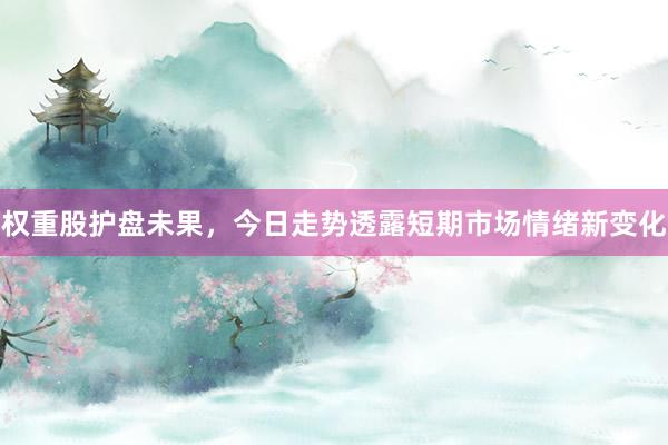 权重股护盘未果，今日走势透露短期市场情绪新变化